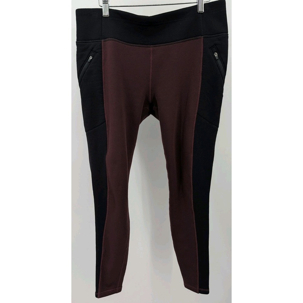 Athleta Fleece Lined Polartec Powerstretch Pants Black & Maroon Size L Outdoor
